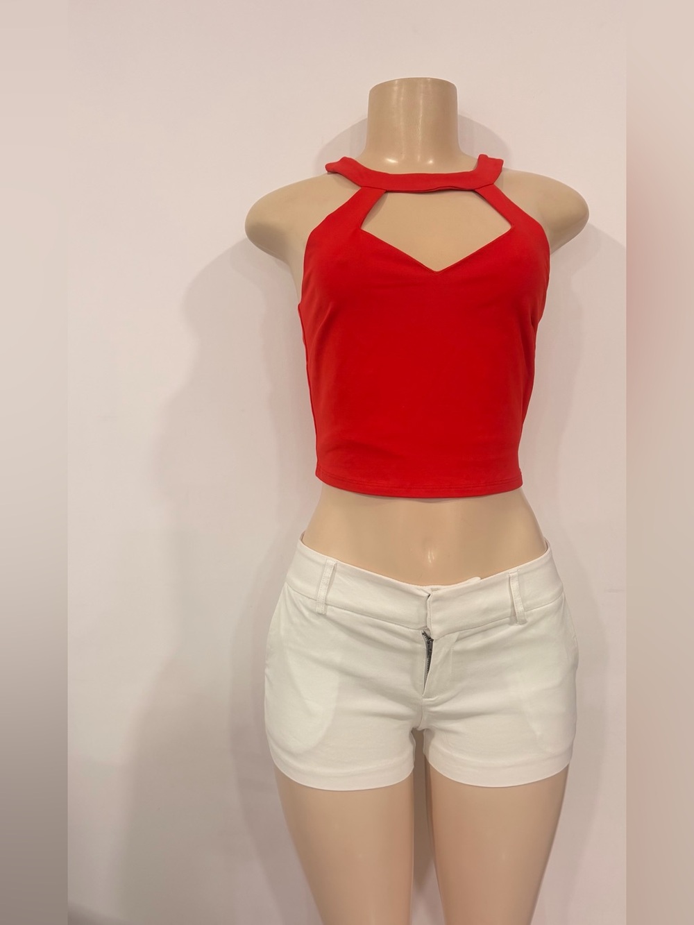 bebe Coral Halter Crop Top
